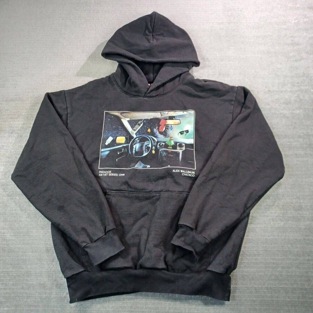 Paradox Hoodie Mens L Black Alex Wallbaum Thick Heavyweight Cotton Artist Series